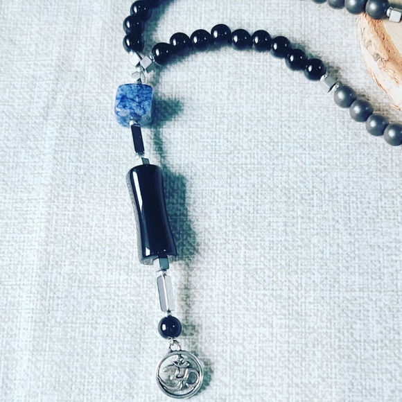 Sodalite, Black Agate Mala 108 Beads necklace - Picture 5 of 5